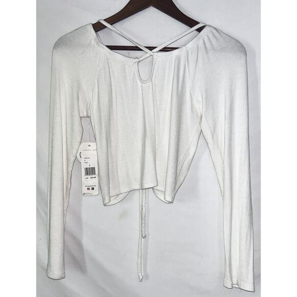 NWT Madden Girl Ruched Tie Front Long Sleeve Crop Top Large - Picture 3 of 8